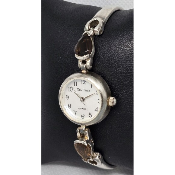 Women\'s Vintage Gem Time 925 Sterling Silver Gemstone Bangle Links Watch 12 main image 8